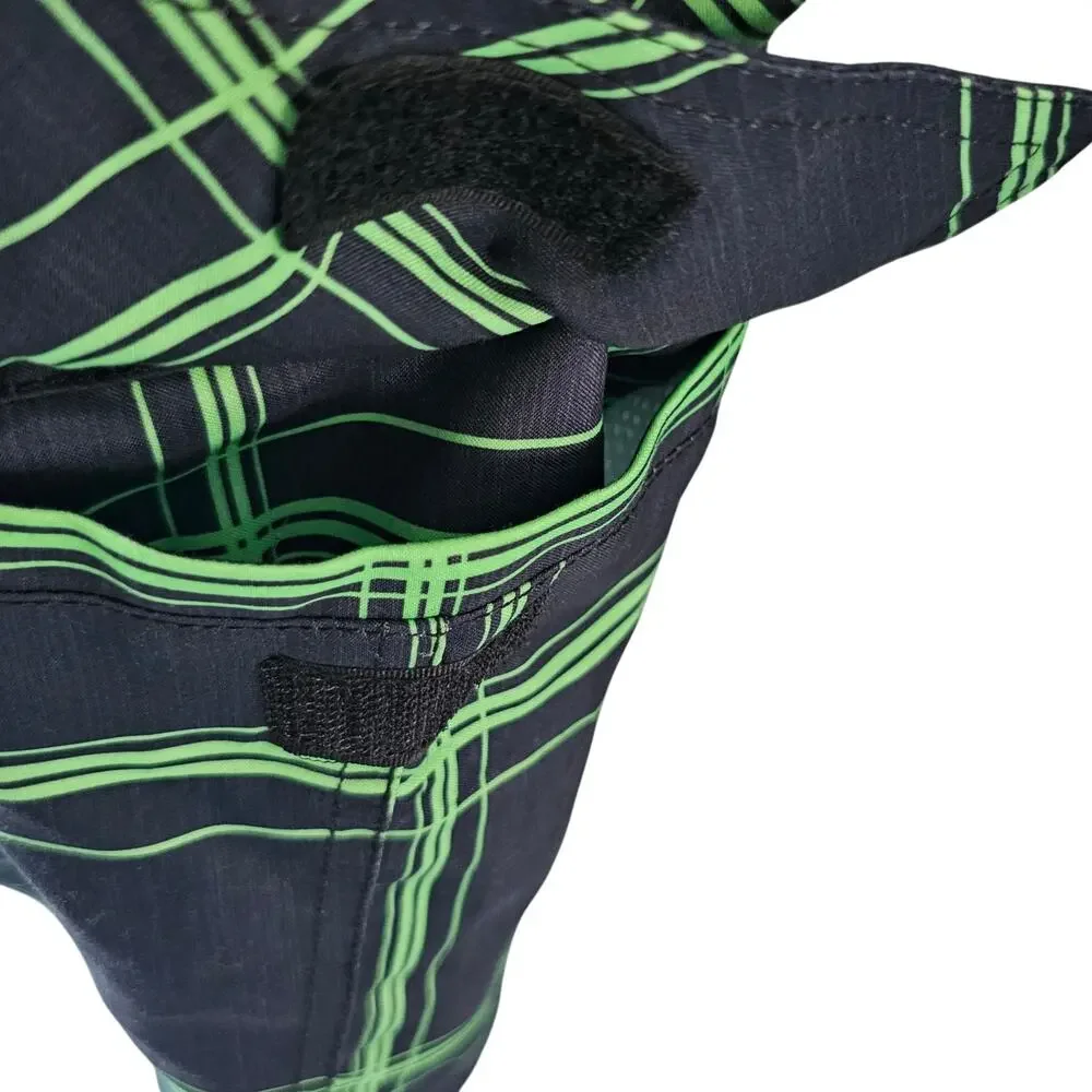 OP Men's Board Shorts Swim Trunks, Green Black Plaid, Size M